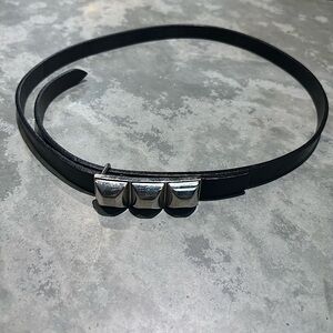 Orciani Silver Stud Skinny Leather Belt